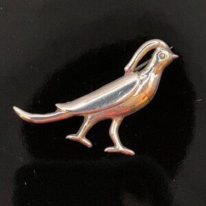 Quail Bird Sterling Silver Vintage Mexico MCM Brooch Pin C Clasp J279